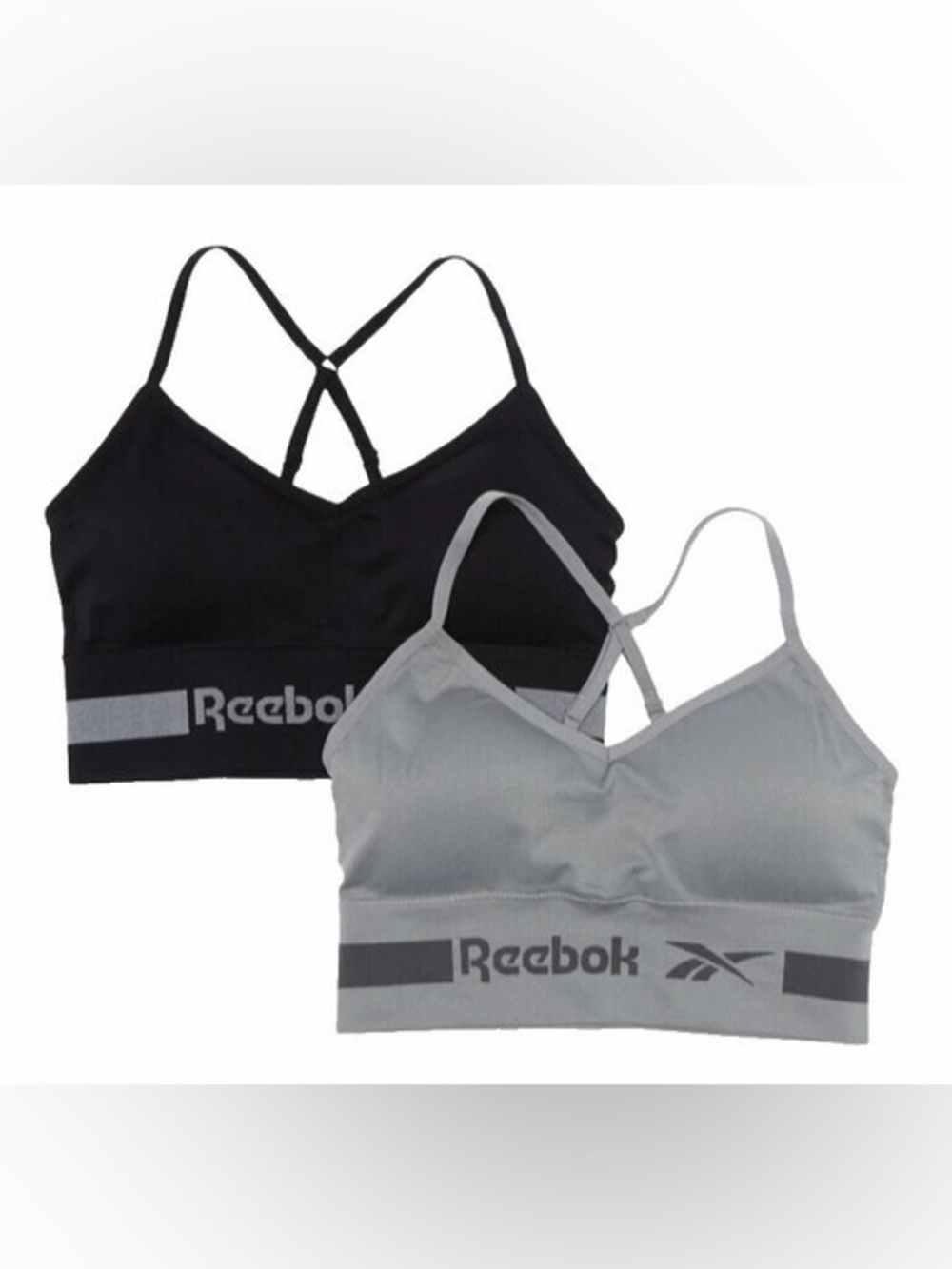 Reebok Women's Strappy Sports Bra 2-Pack - Black & Gray